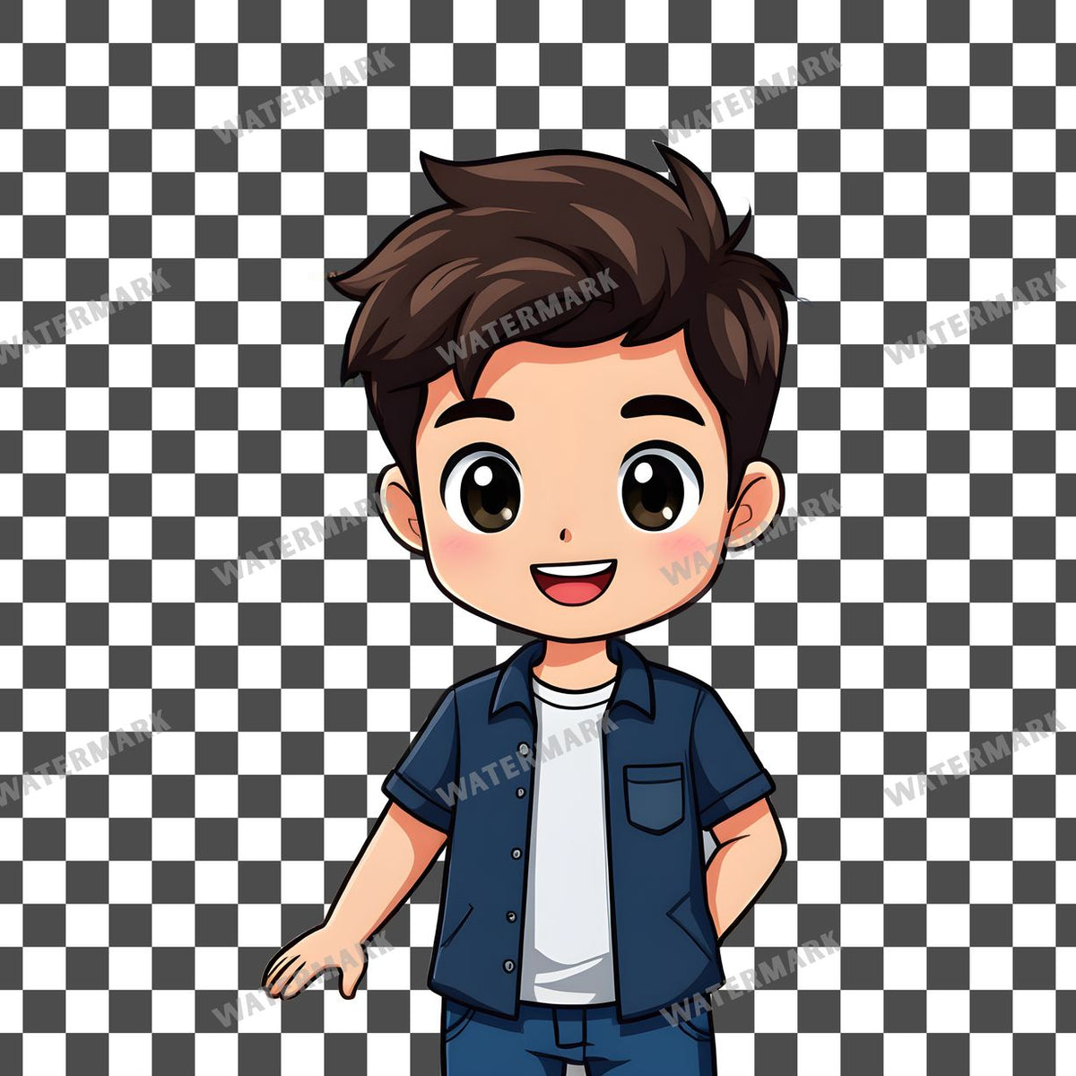 Chibi Web Developer clipart PNG on a transparent background, design 3