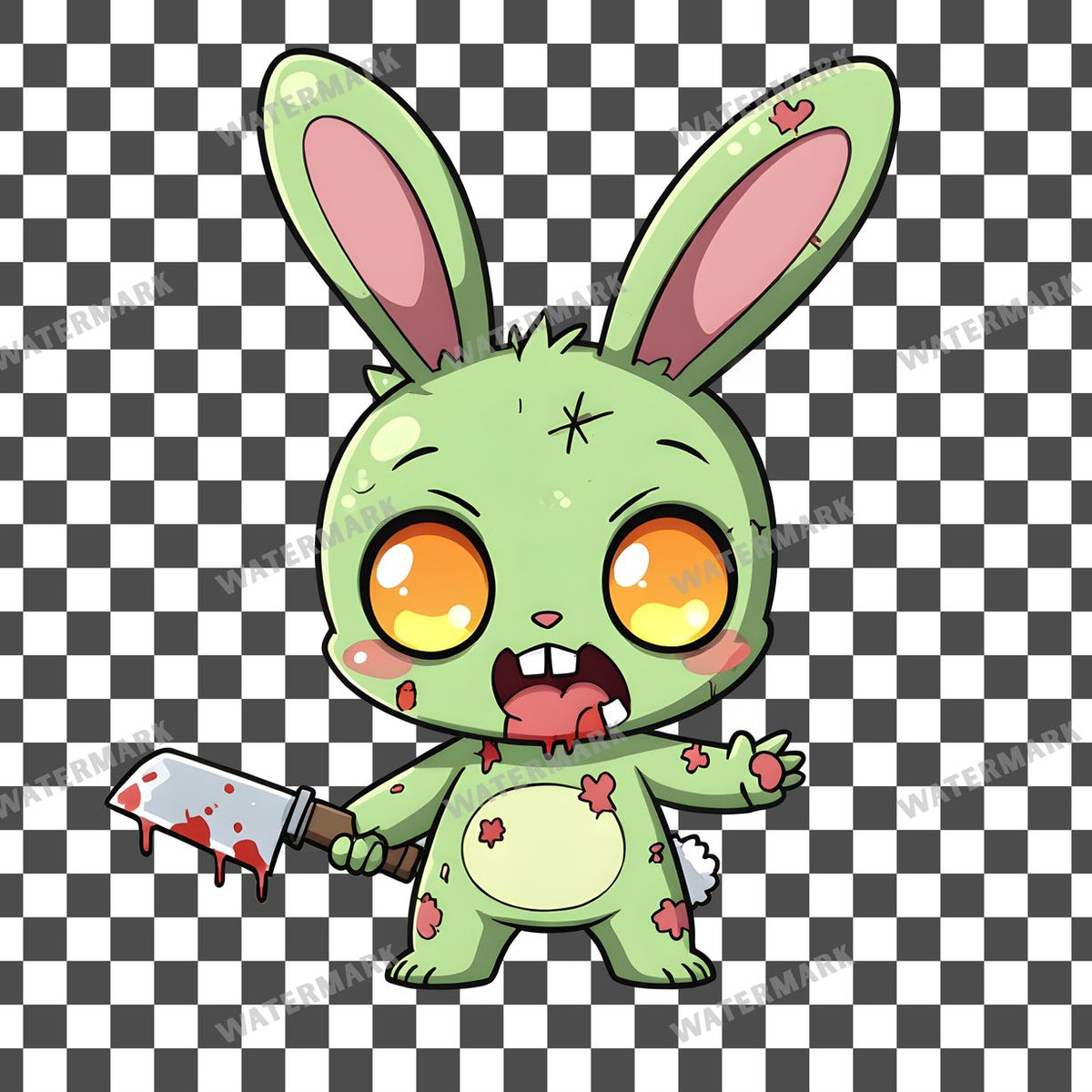Chibi Zombie Bunny Clipart Pngs