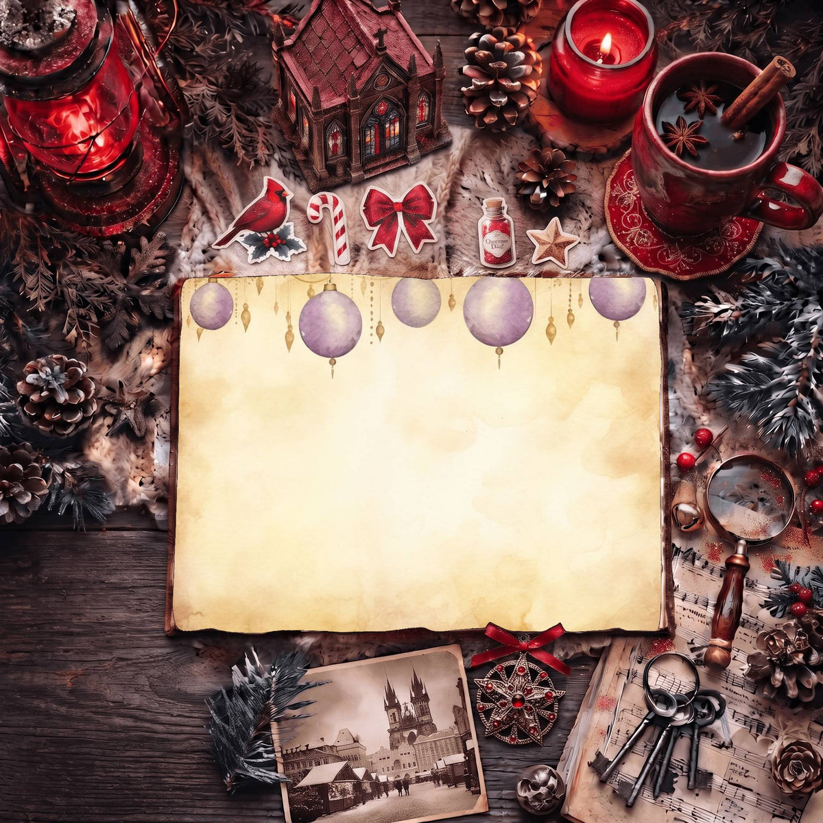 Christmas Light Pastel Baubles Digital Papers