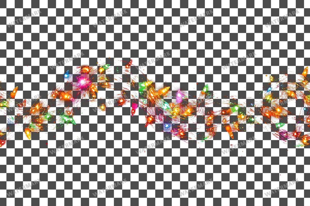 Christmas Lights PNG overlay on a transparent checkered background, preview 3