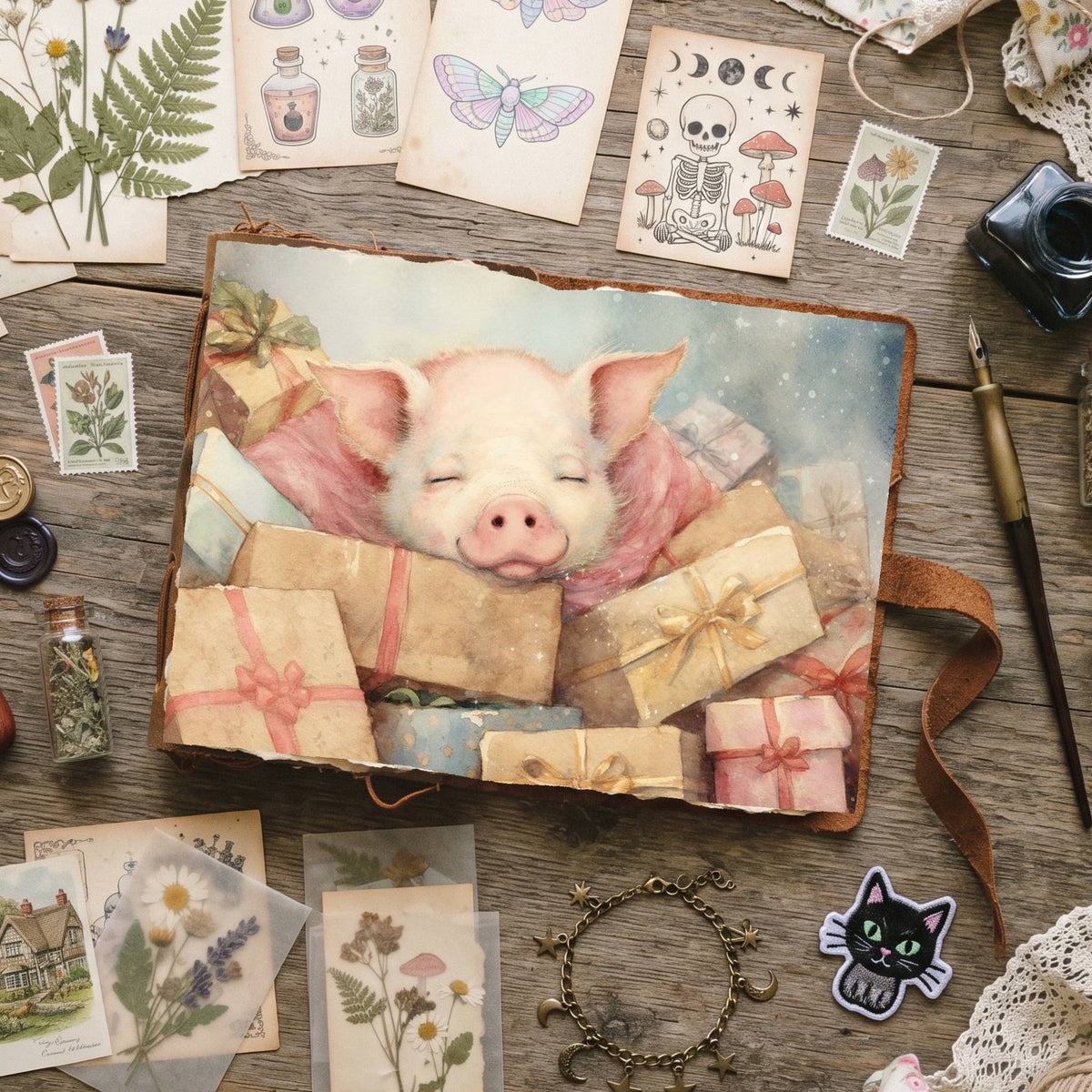 Christmas Piglets Digital Papers