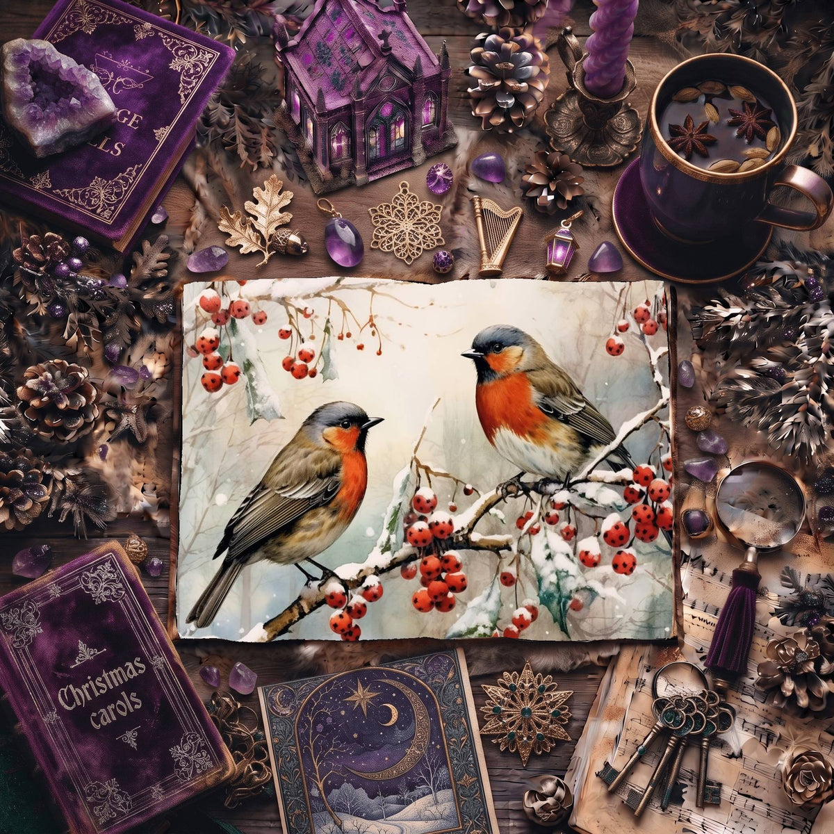 Christmas Robins Digital Papers