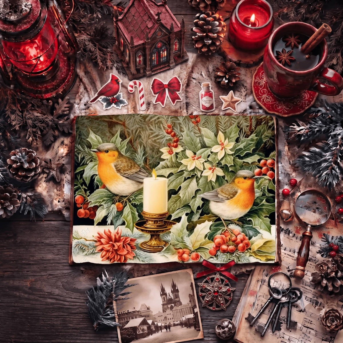 Christmas Robins Digital Papers