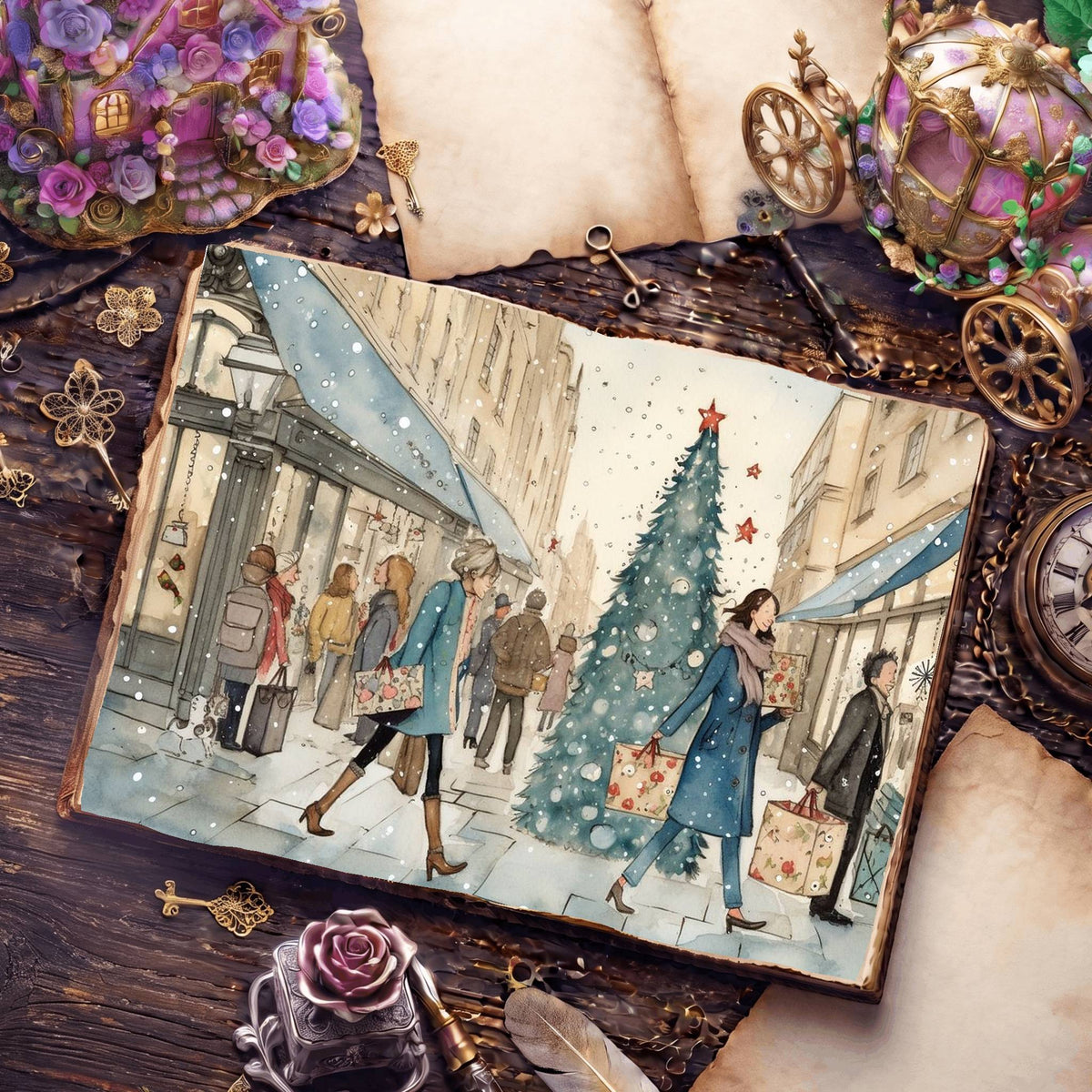 Christmas Shopping Digital Papers
