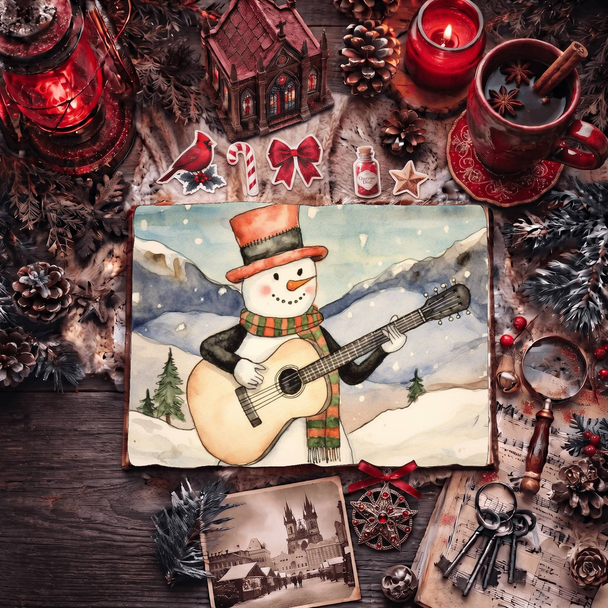 Christmas Snowman Digital Papers