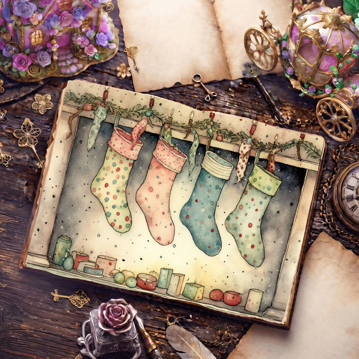 Christmas Stockings Digital Papers