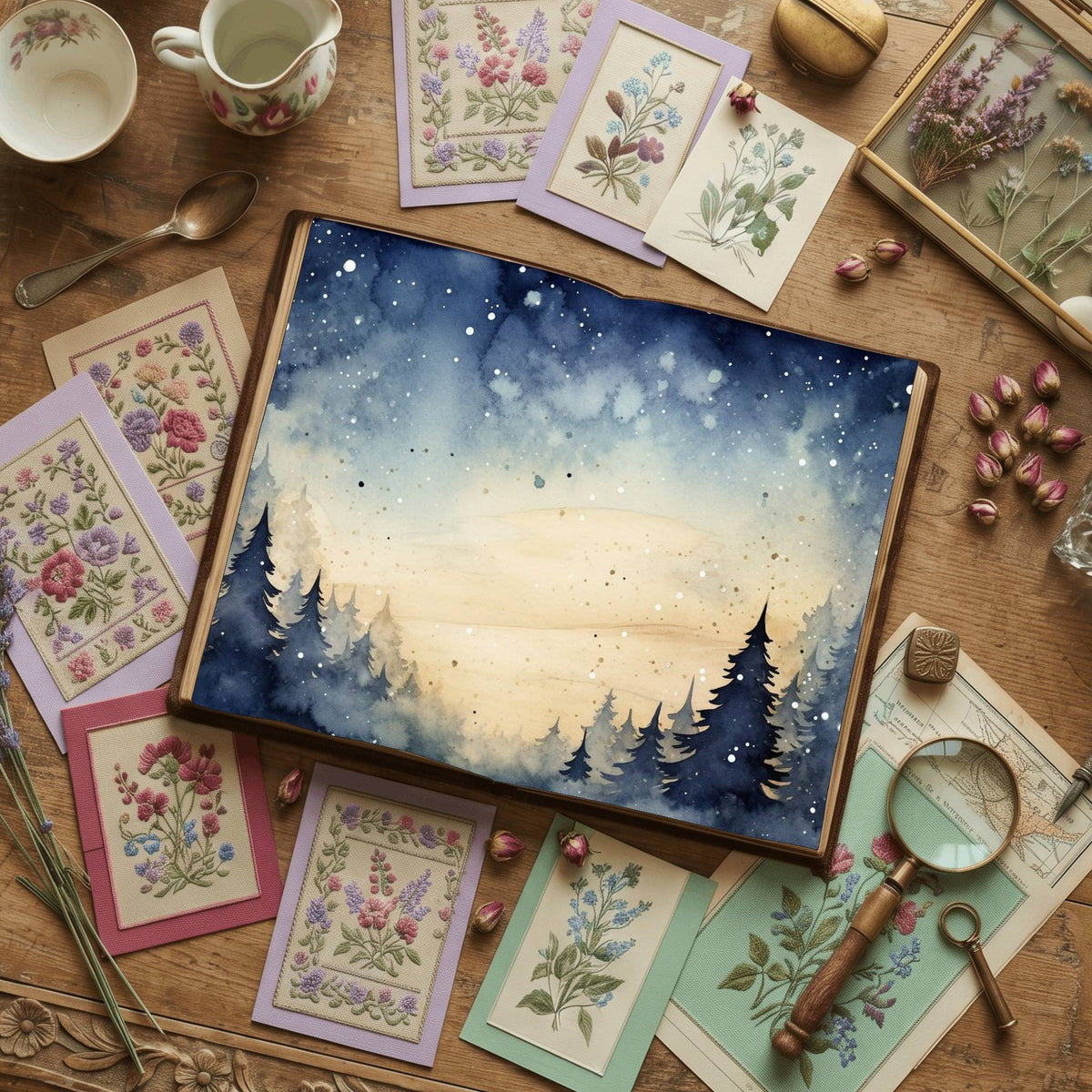 Christmas Winter Nights Digital Papers