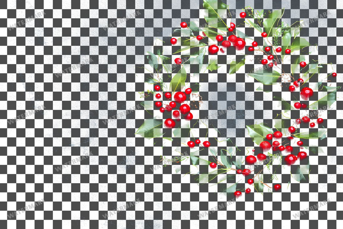 Christmas Wreath PNG overlay on a transparent checkered background, preview 3