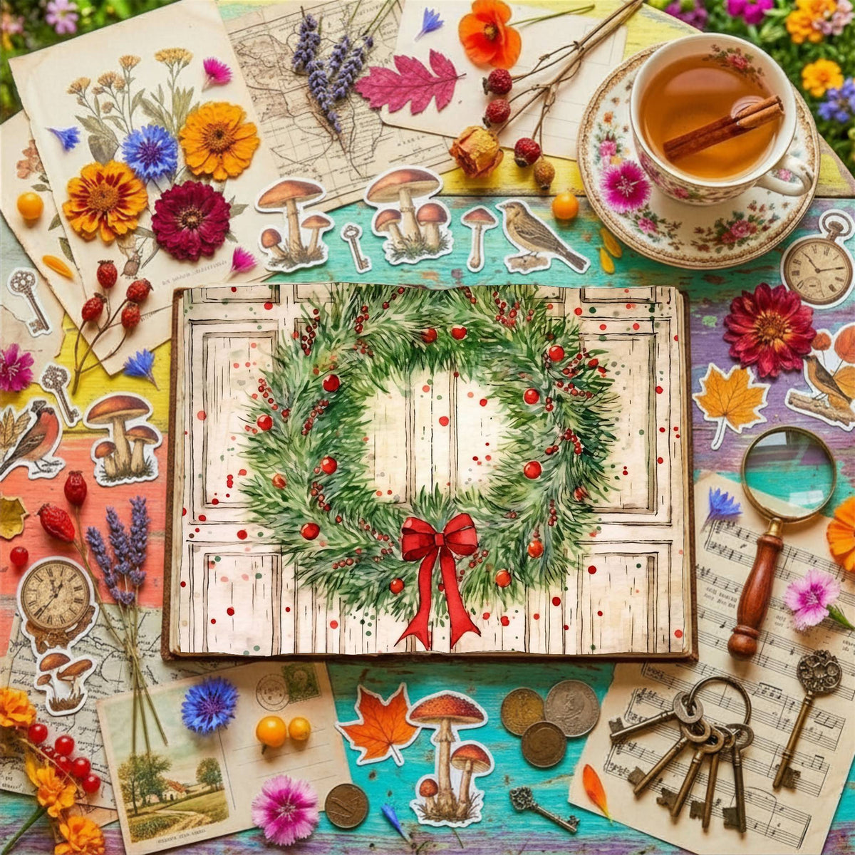 Christmas Wreaths Digital Papers