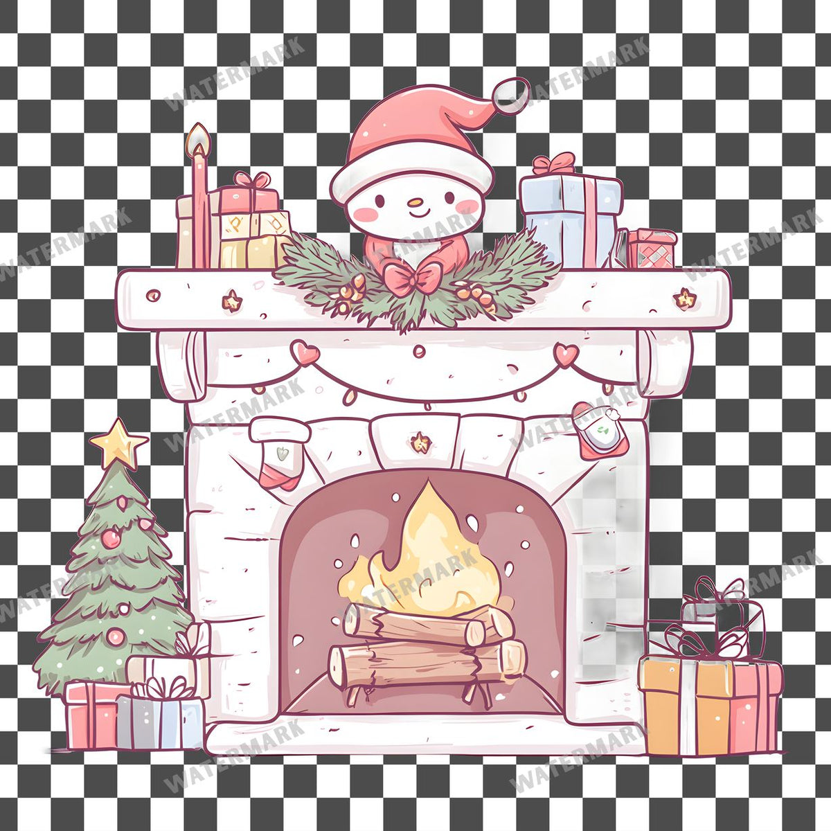 Christmas Kawaii Style Clipart Pngs