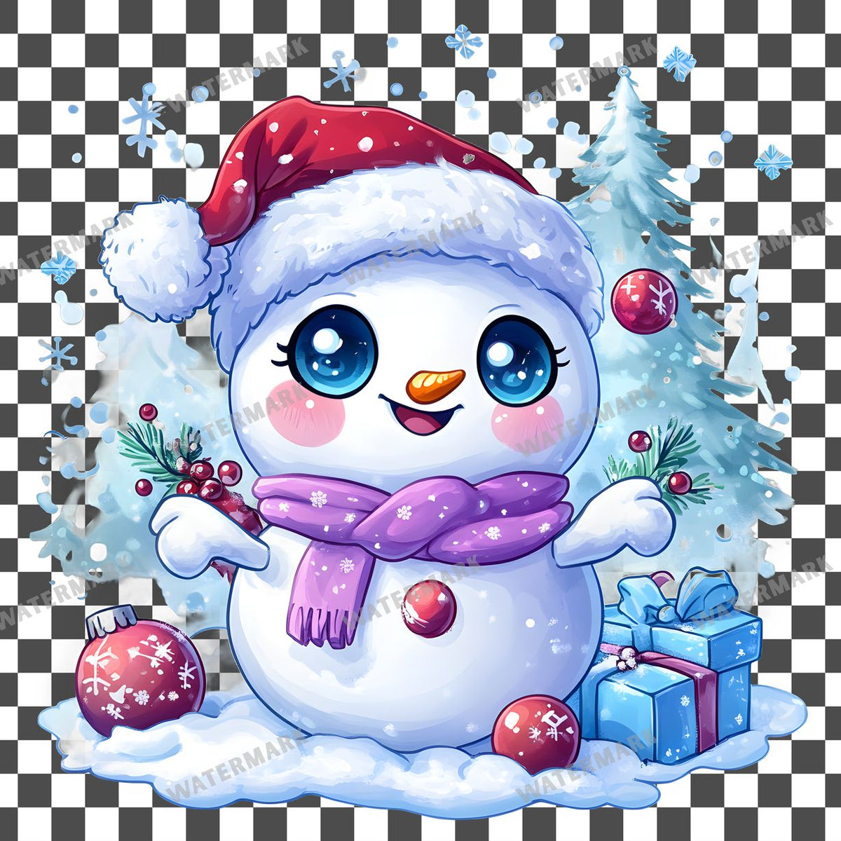 Christmas Kawaii Style Clipart Pngs