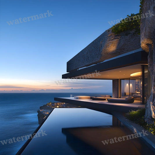 Cliffside Modern Home Backdrop Images