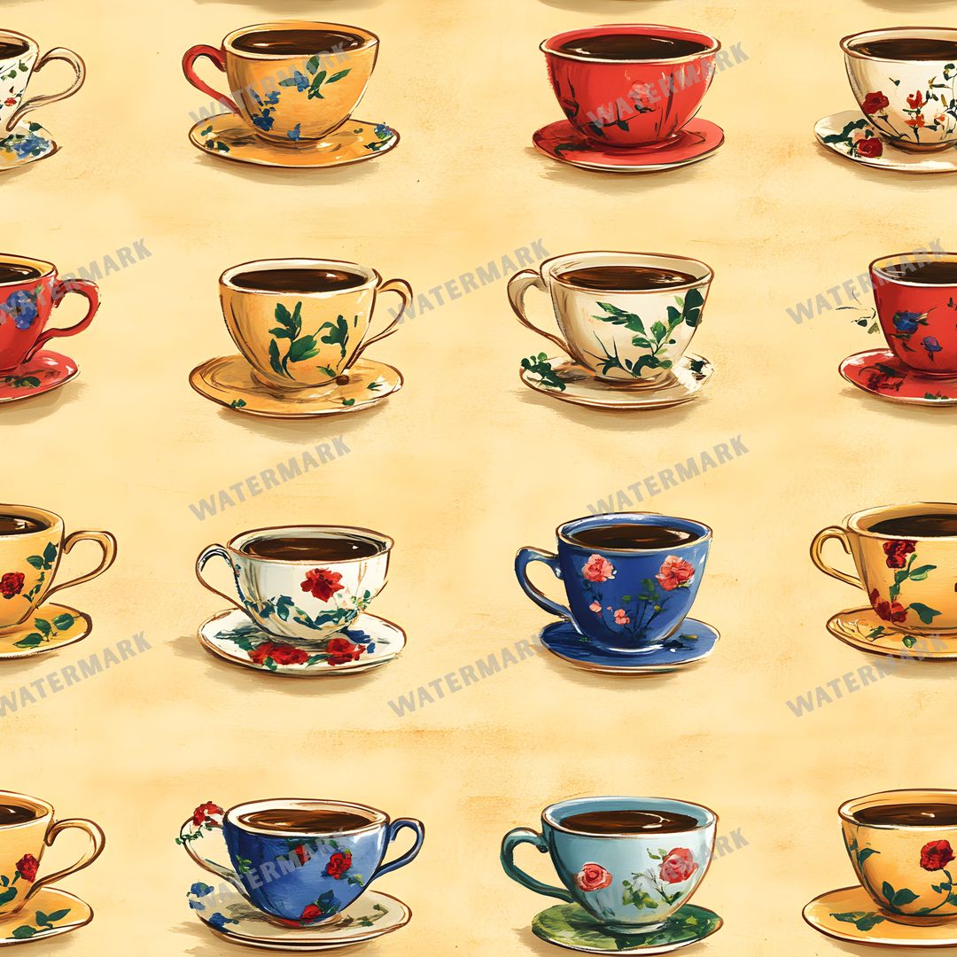 Coffee seamless pattern digital paper, repeating design 3