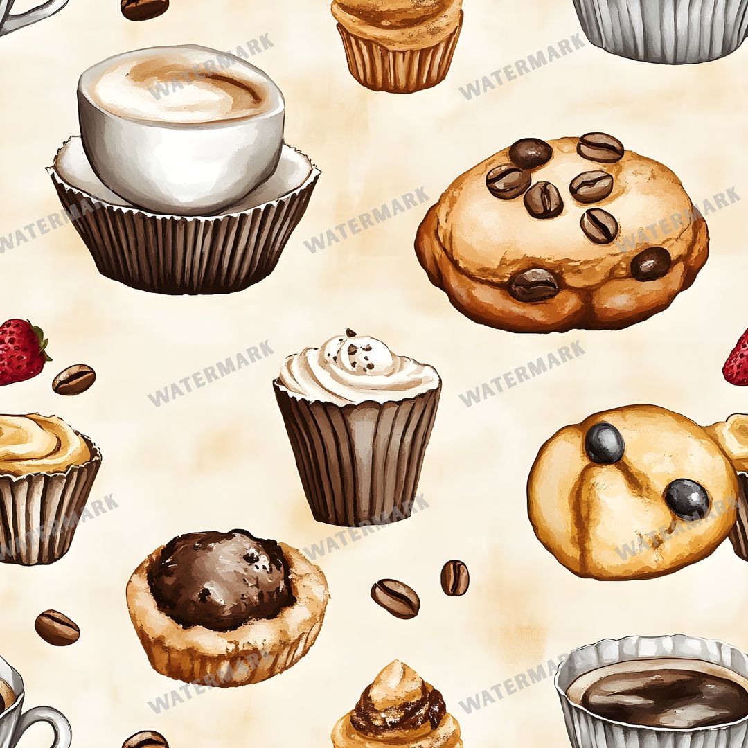Coffee seamless pattern digital paper, repeating design 3