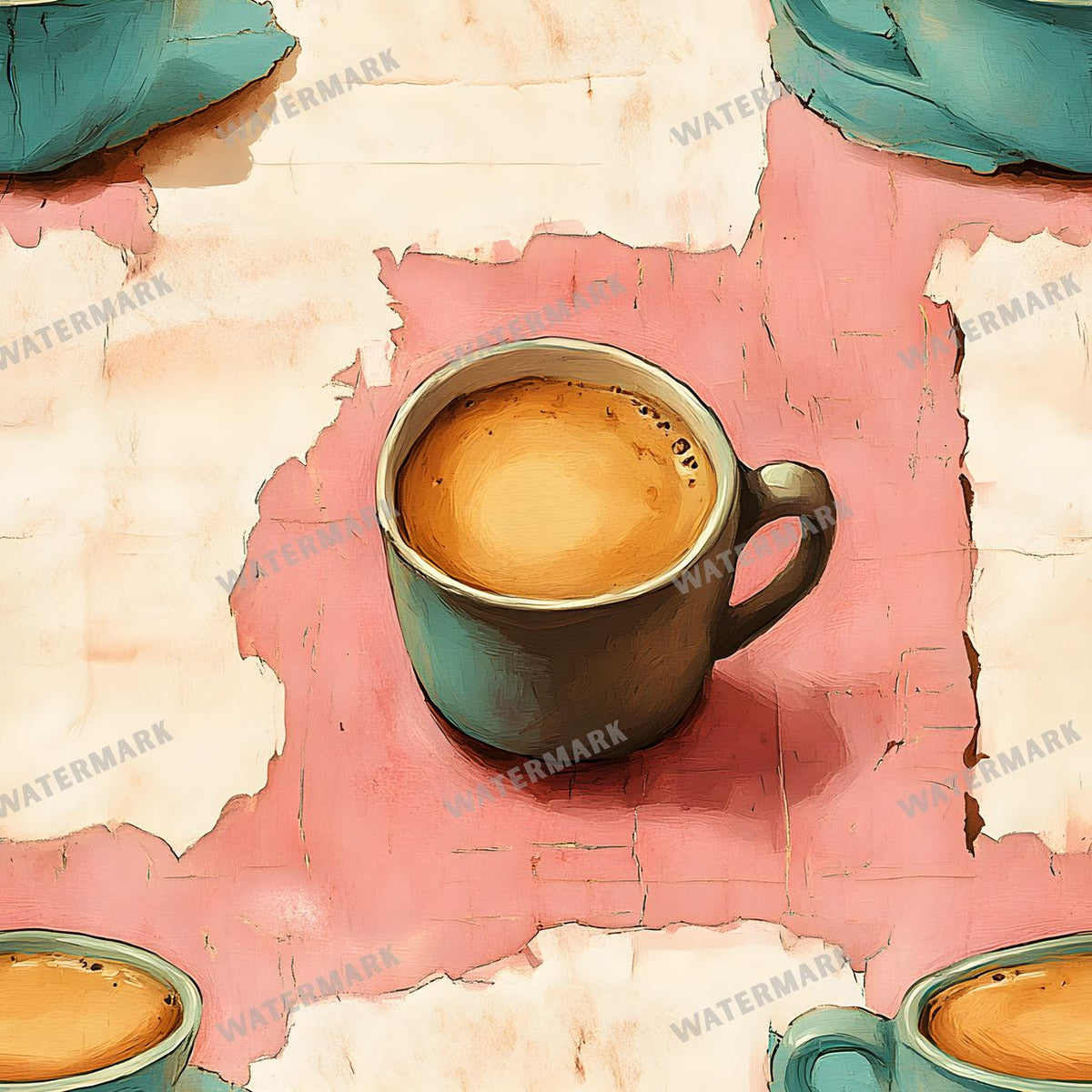 Coffee seamless pattern digital paper, repeating design 3