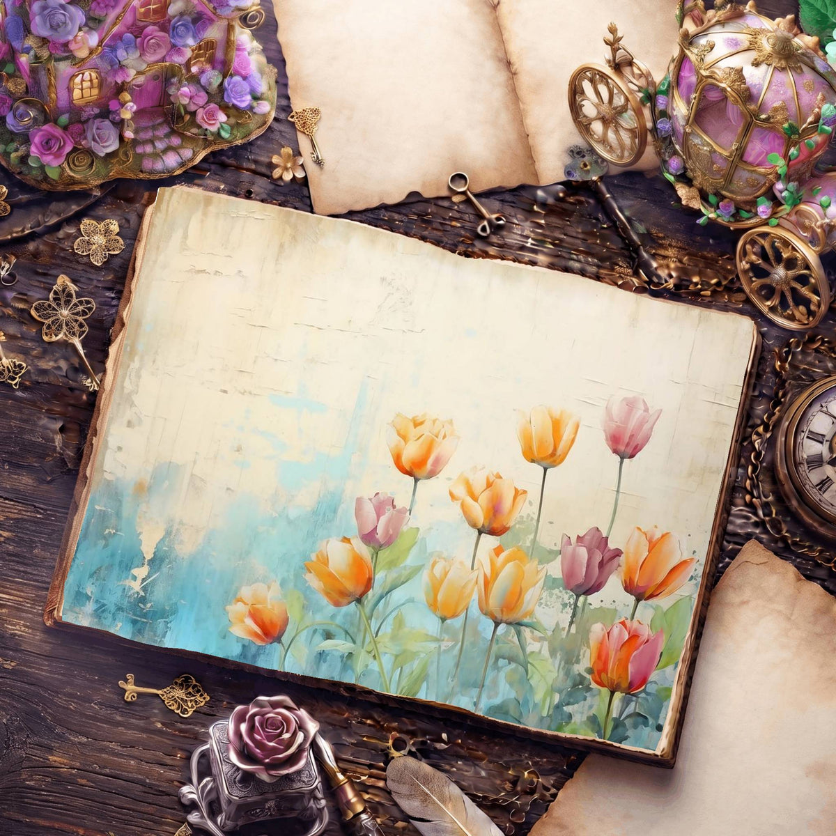 Colorful Tulips Digital Papers