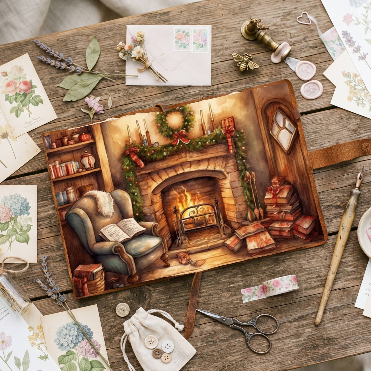 Cosy Christmas Fireplace Digital Papers