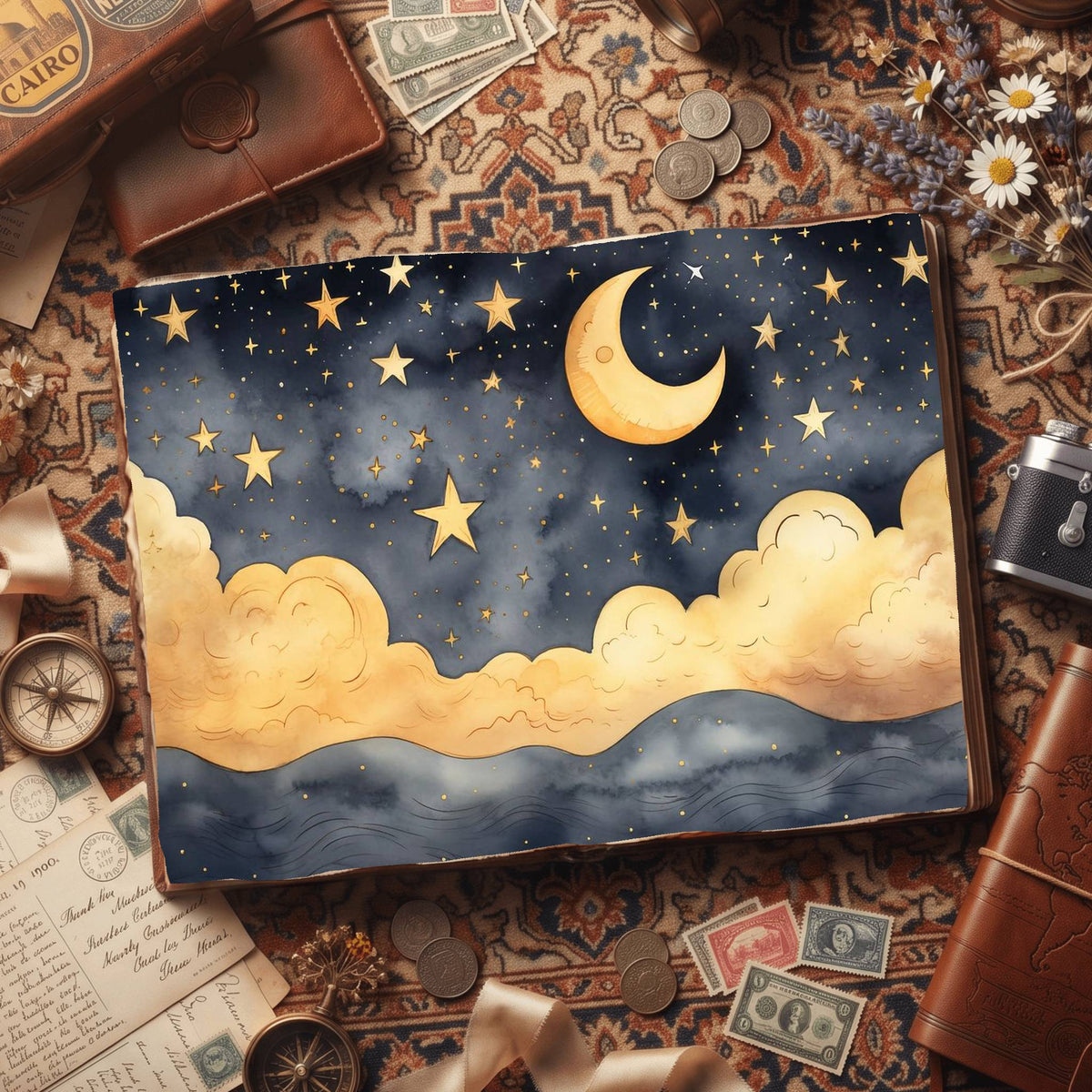 Crescent Moon Digital Papers