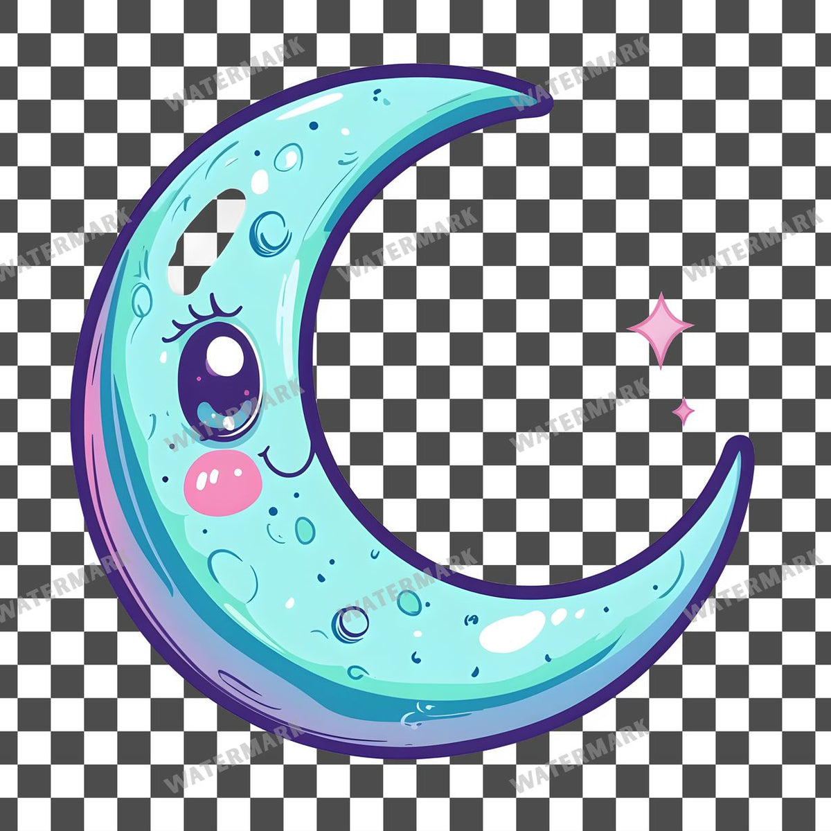 Crescent Moon Kawaii Style Clipart Pngs