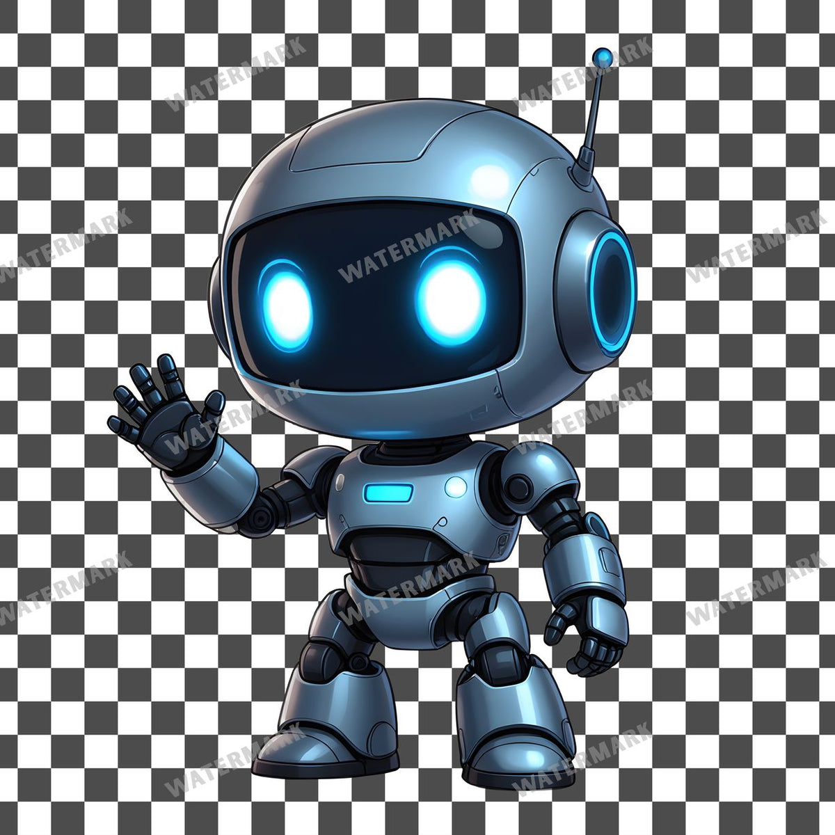 Cute Chibi Robot Waving Clipart Pngs