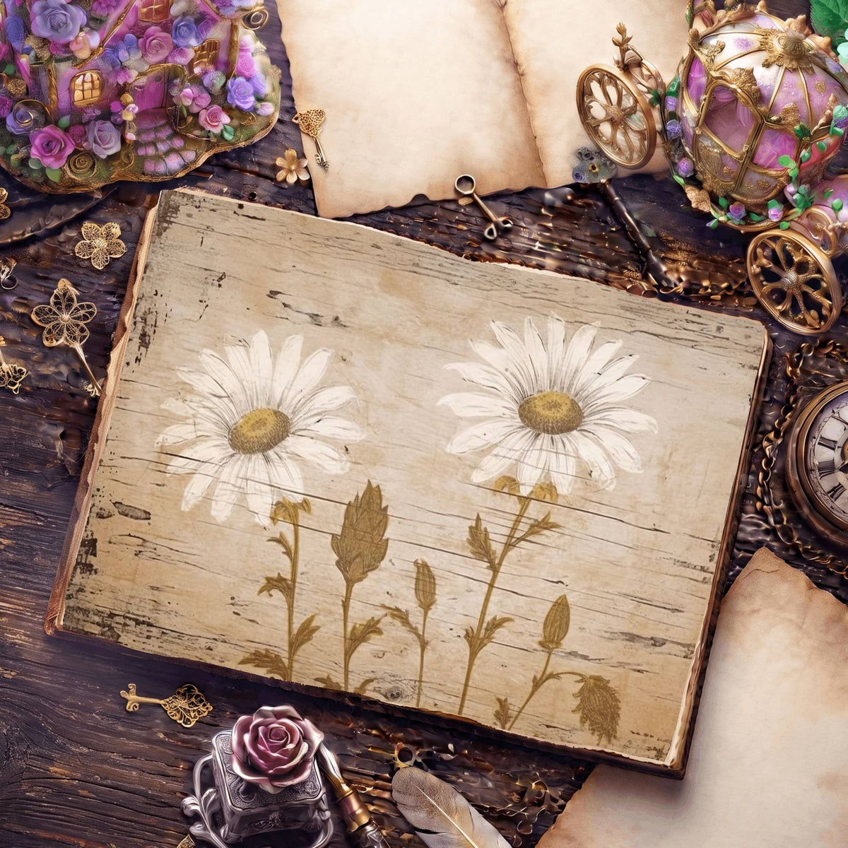 Daisy Flowers Digital Papers
