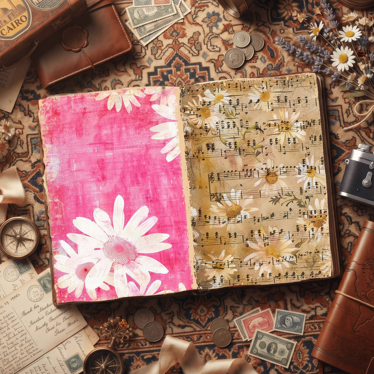 Daisy Flowers Digital Papers
