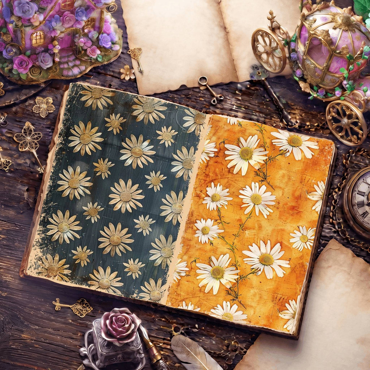 Daisy Flowers Digital Papers