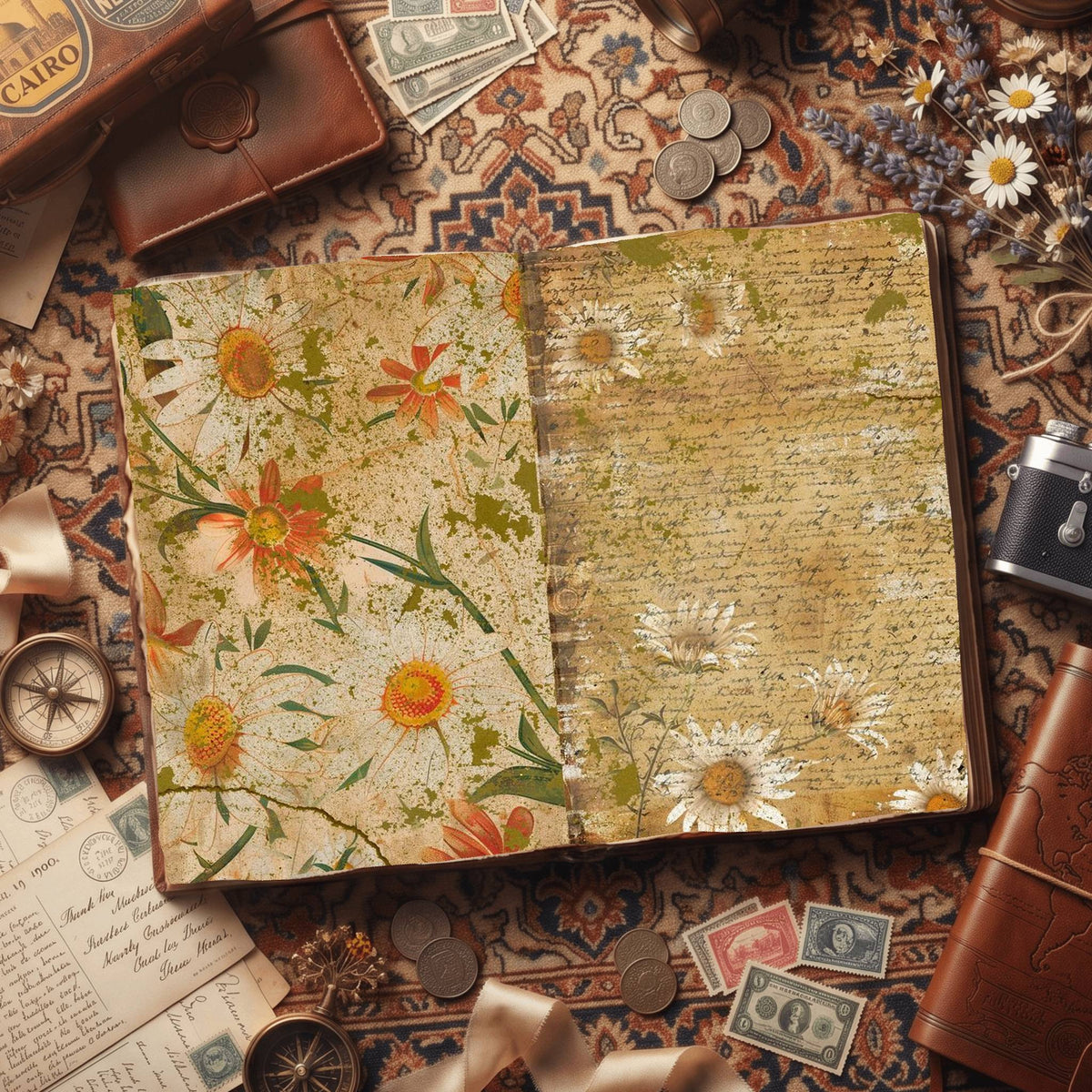 Daisy Flowers Digital Papers