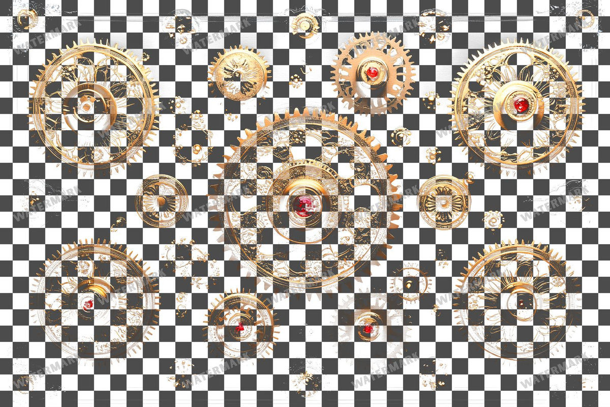 Delicate Filigree Gear Transparent Overlay Pngs