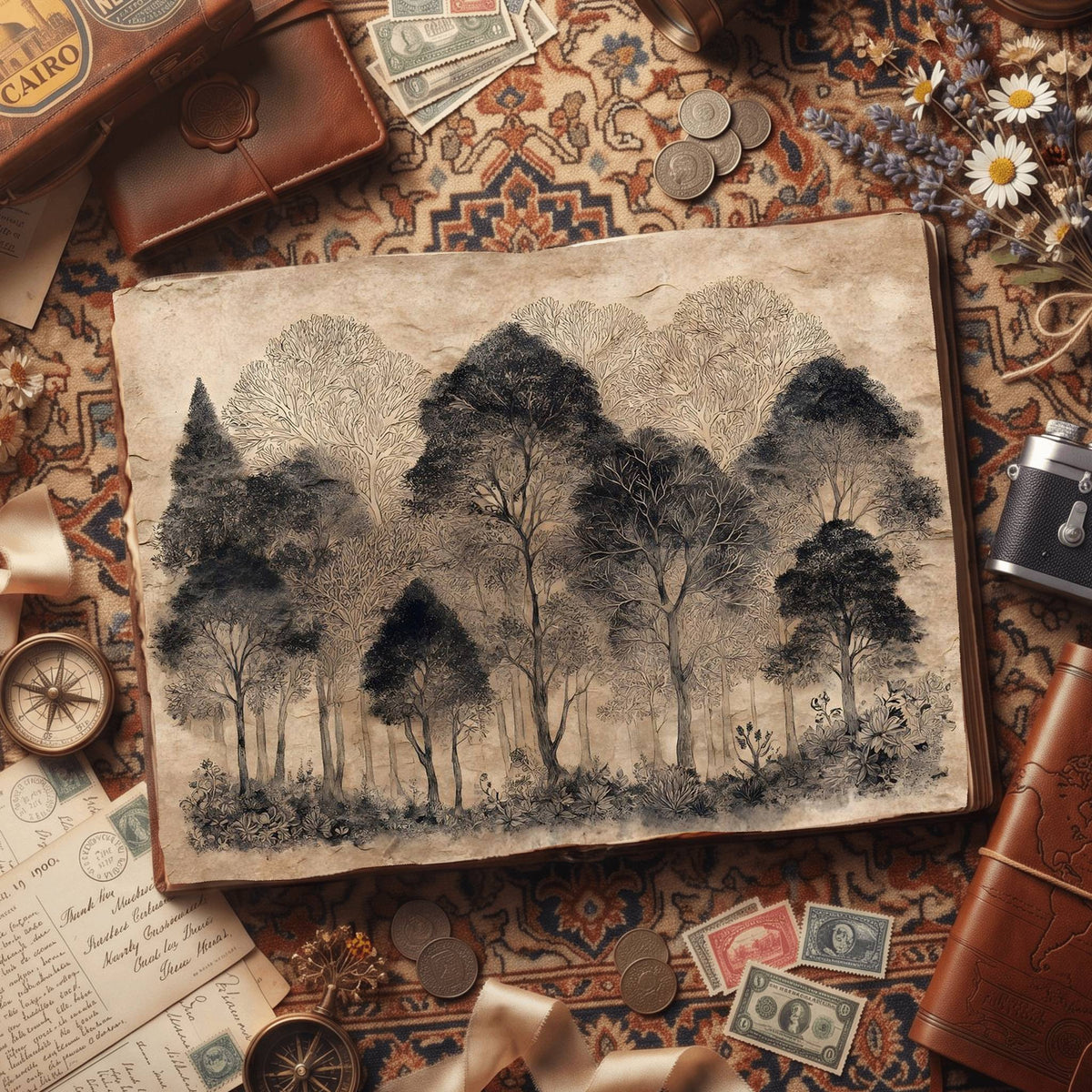 Dense Forest Intricate Trees Digital Papers