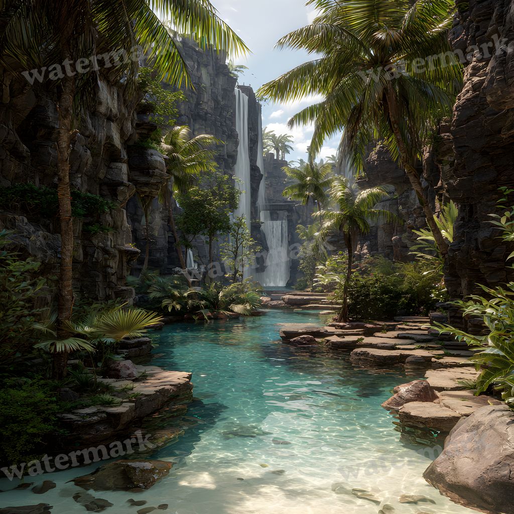 Detailed Tropical Landscape Backdrop Images