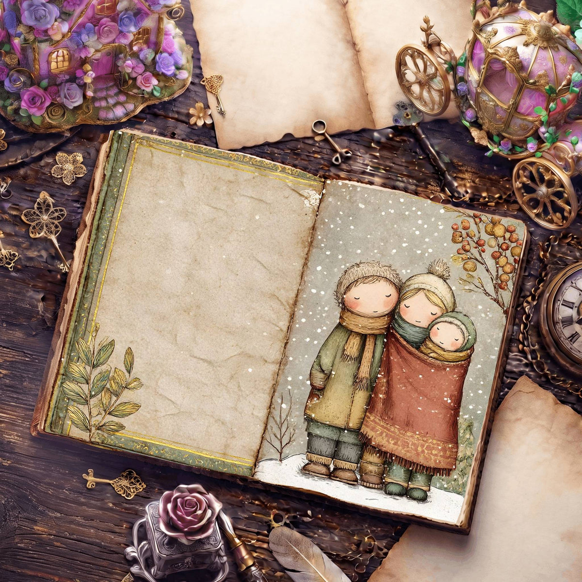 Earthy Colors Christmas Digital Papers