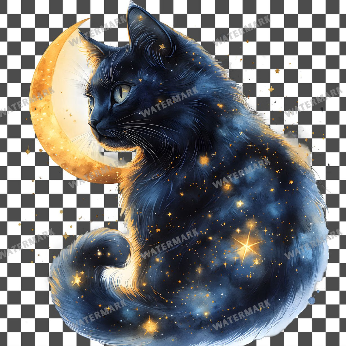 Faded Celestial Cat Clipart Pngs