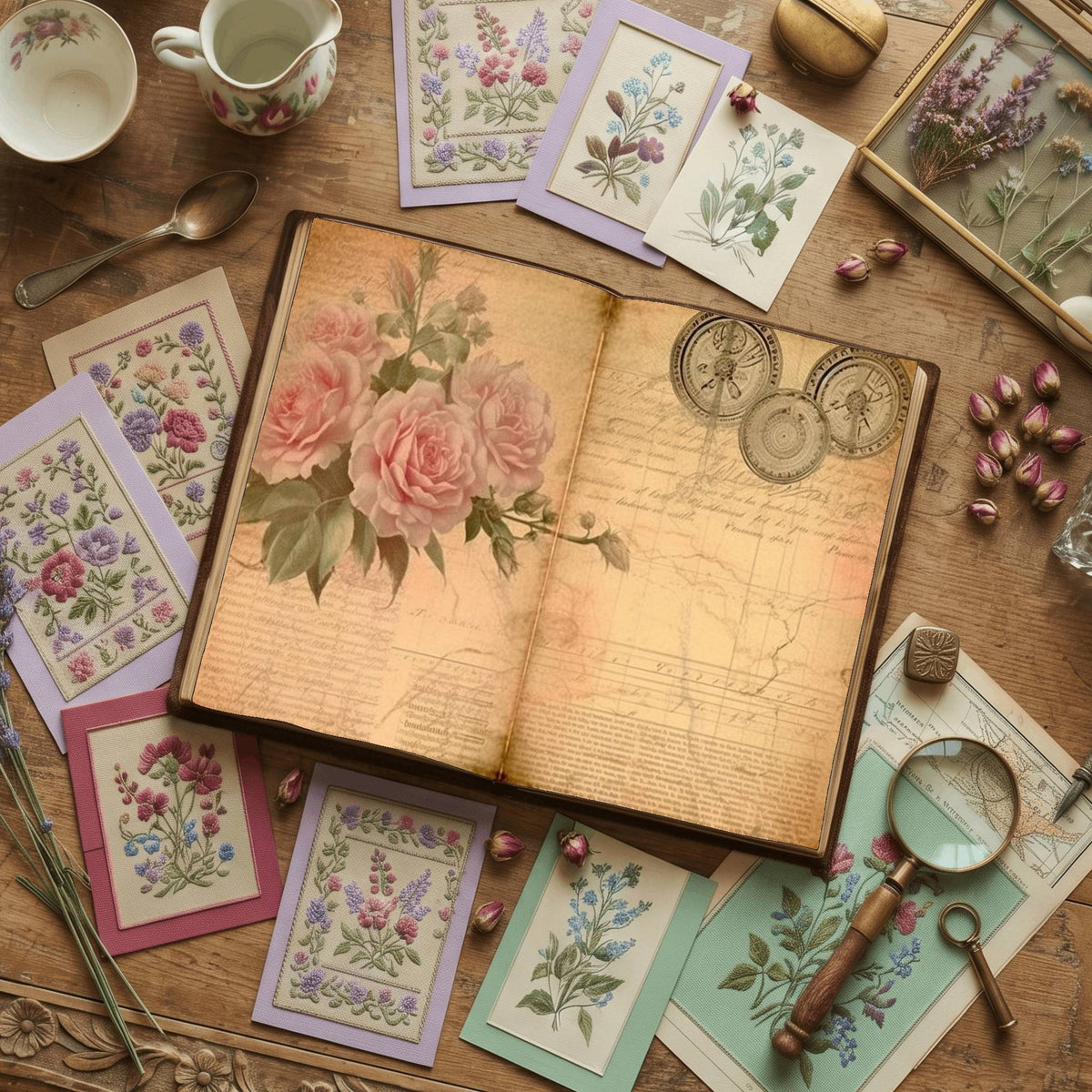 Faded Pink Roses Digital Papers