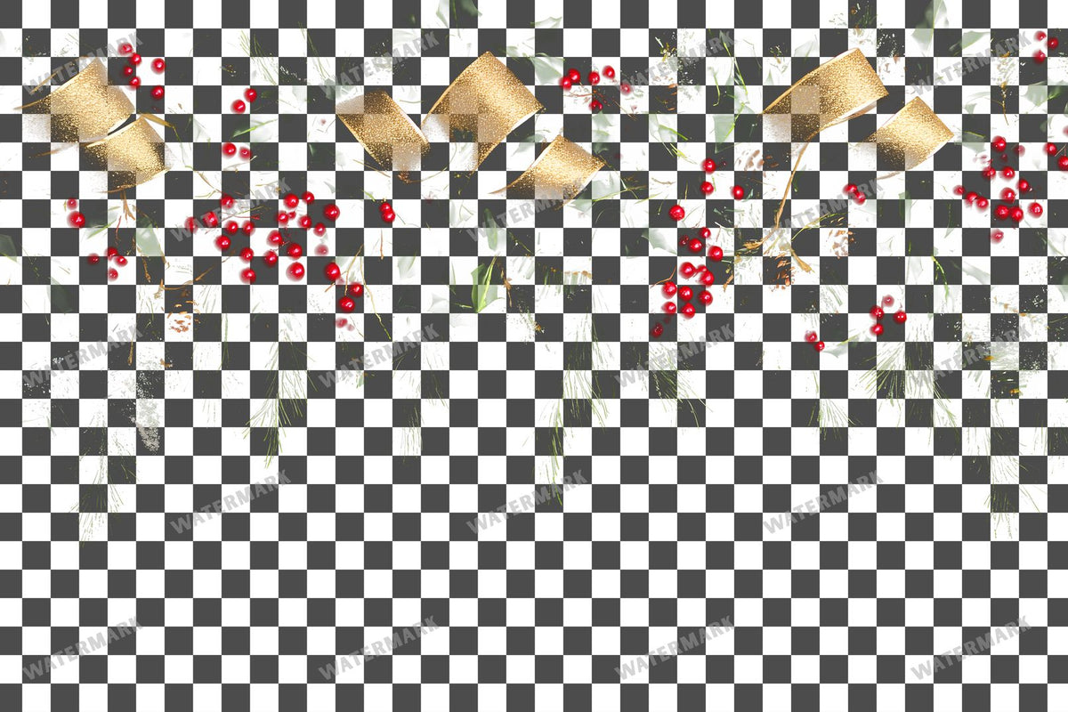 Festive Garland PNG overlay on a transparent checkered background, preview 3