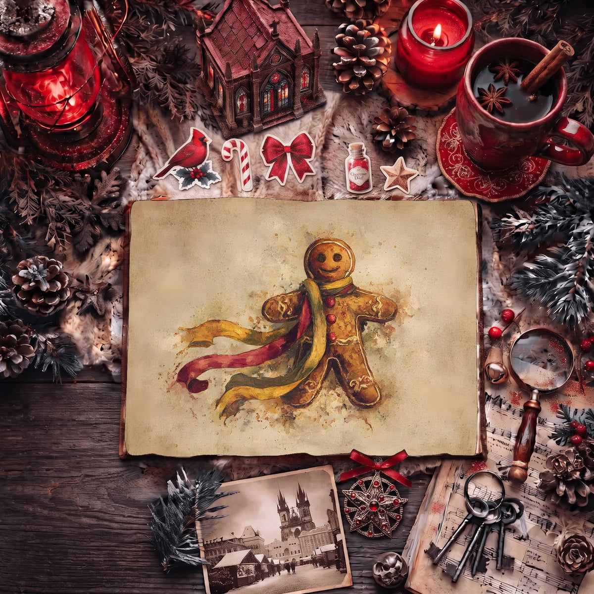 Festive Holiday Gingerbread Man Digital Papers