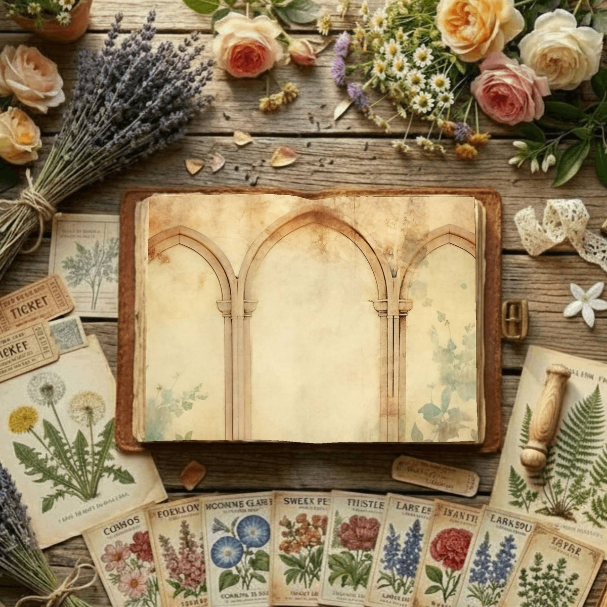 Floral Arches Digital Papers