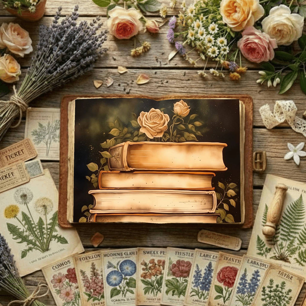 Floral Book Digital Papers