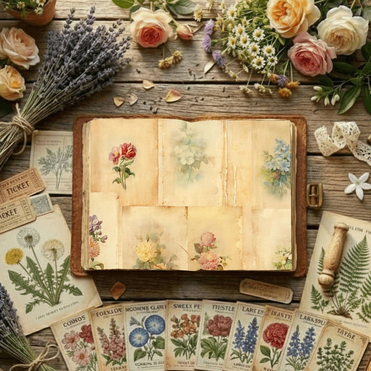 Floral Collage Digital Papers