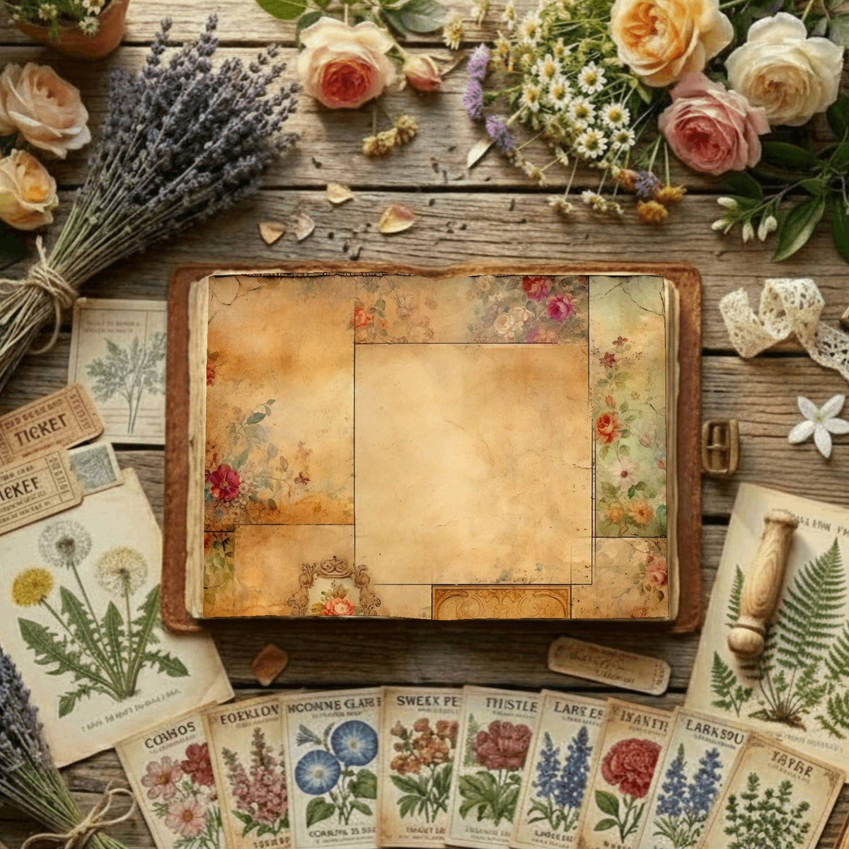 Floral Collage Digital Papers