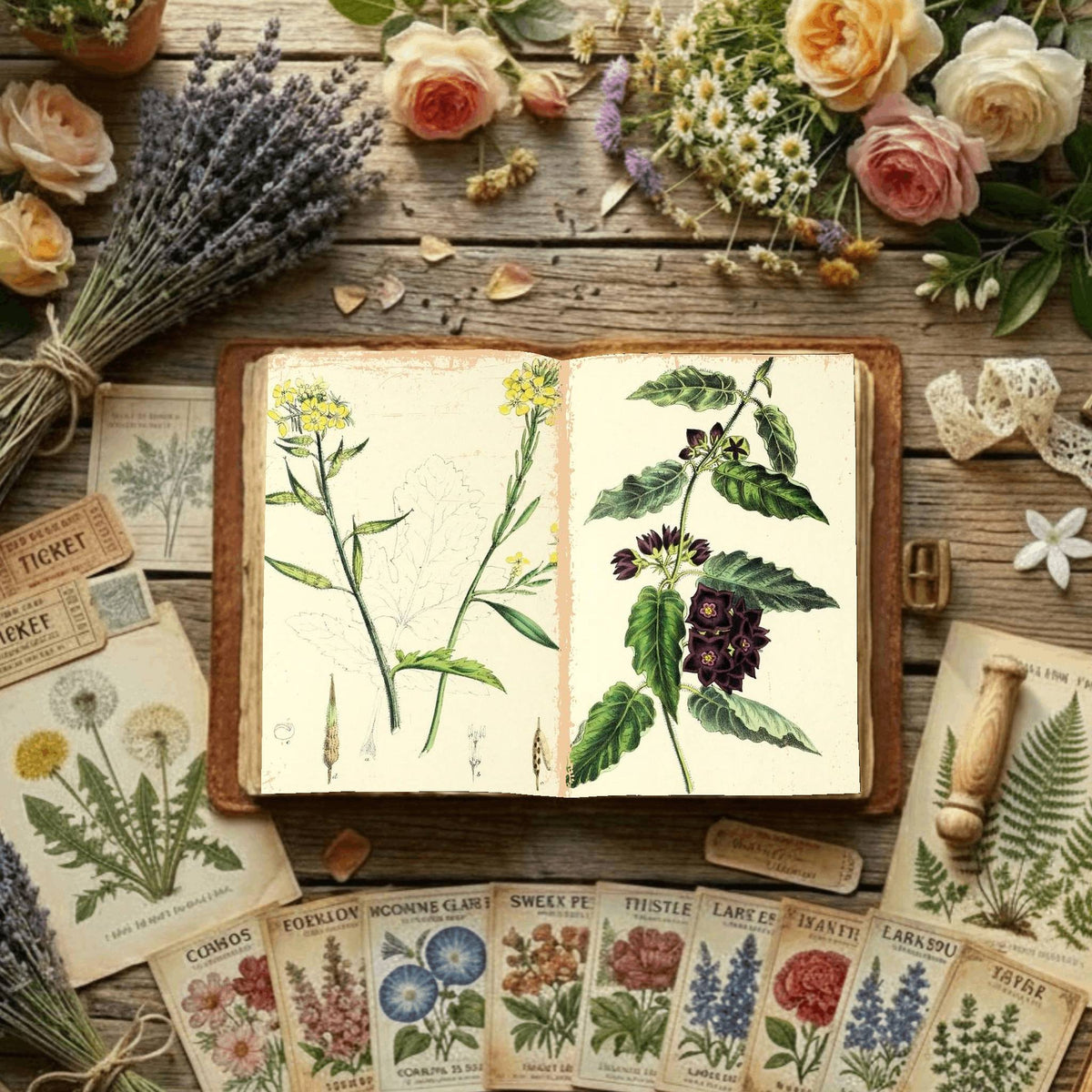 Floral Illustrations Digital Papers
