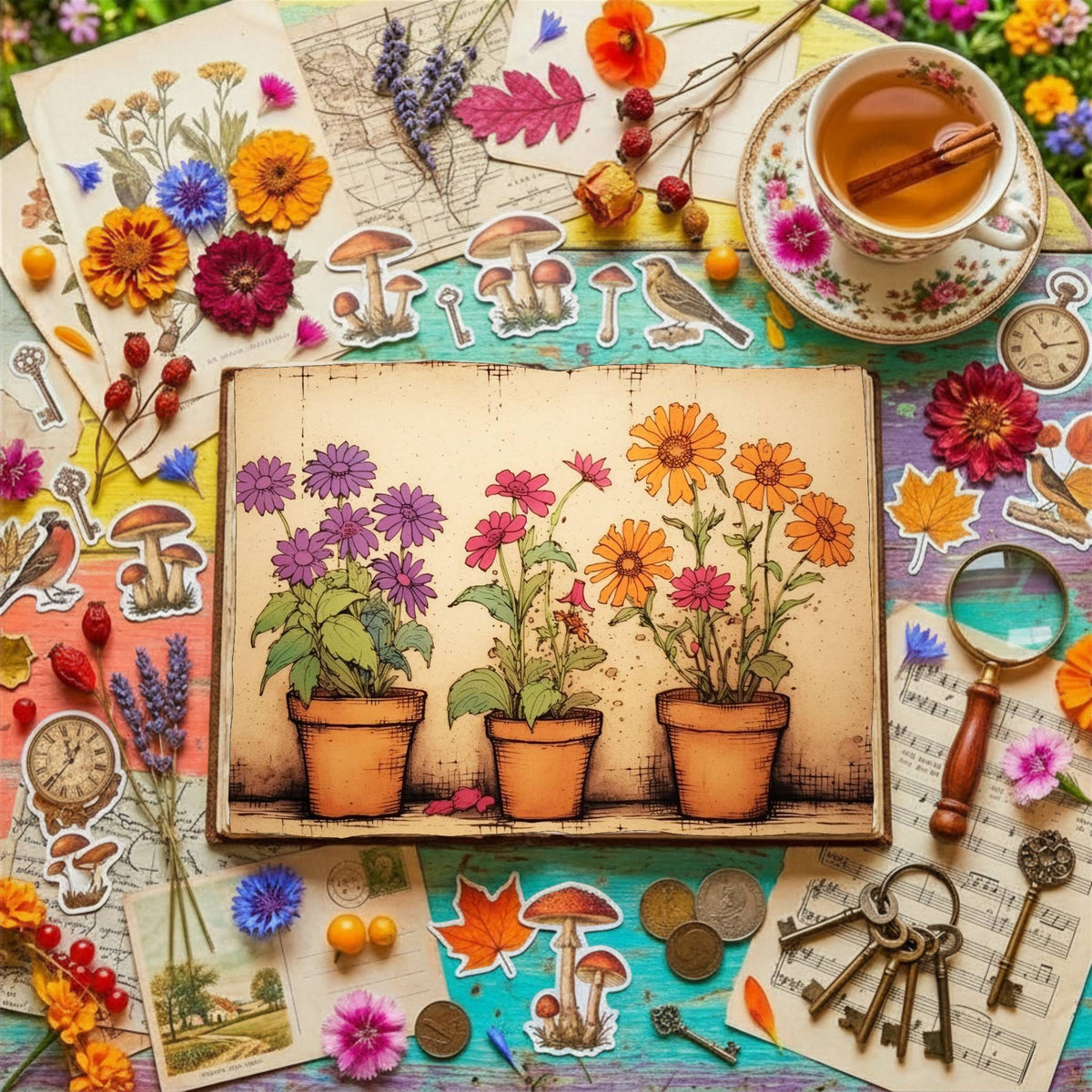 Flower Pots Digital Papers