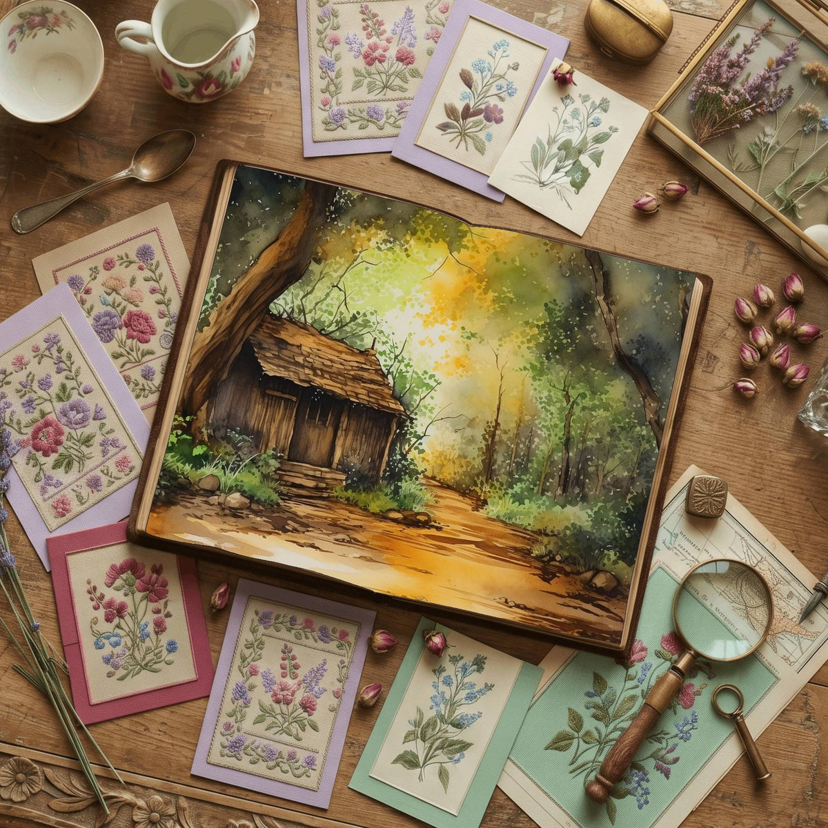 Forest Cabin Digital Papers