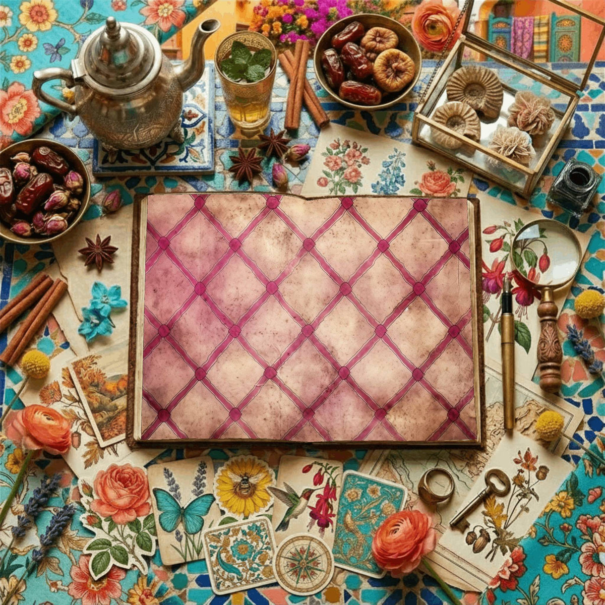 Fuchsia Checkered Patterns Digital Papers