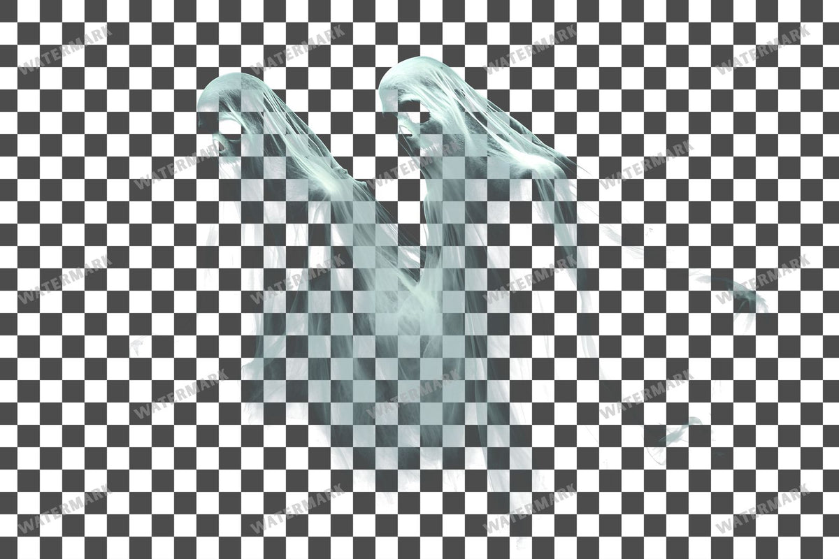 Ghostly Apparitions PNG overlay on a transparent checkered background, preview 3