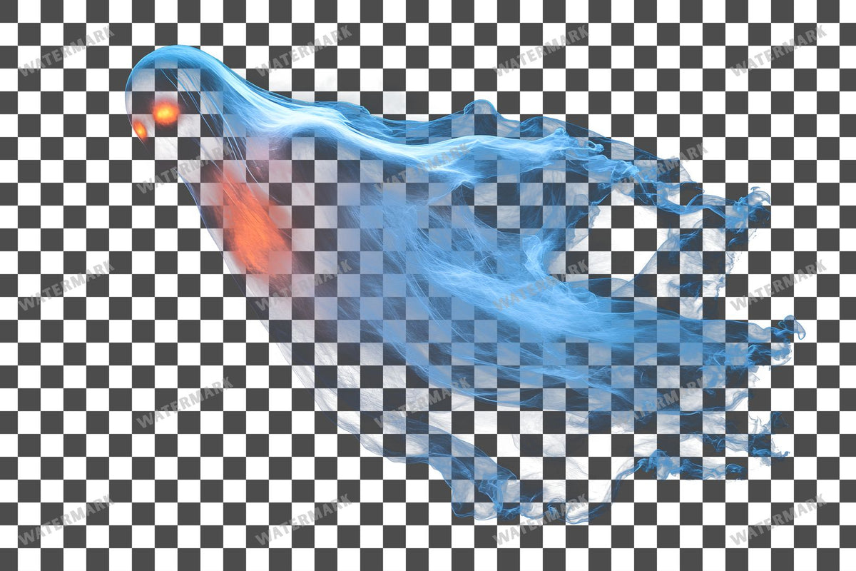 Ghostly Apparitions PNG overlay on a transparent checkered background, preview 3