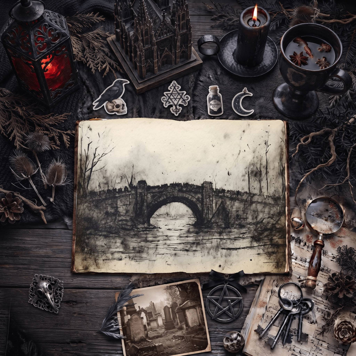 Gothic Bridge Digital Papers
