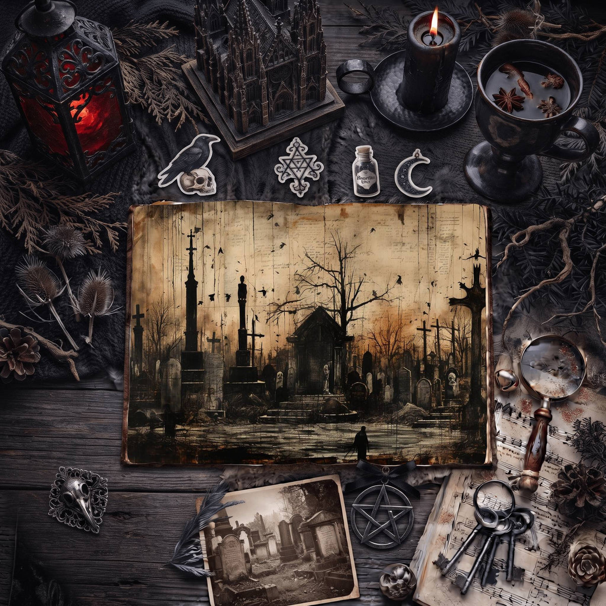 Gothic Cemetery Digital Papers