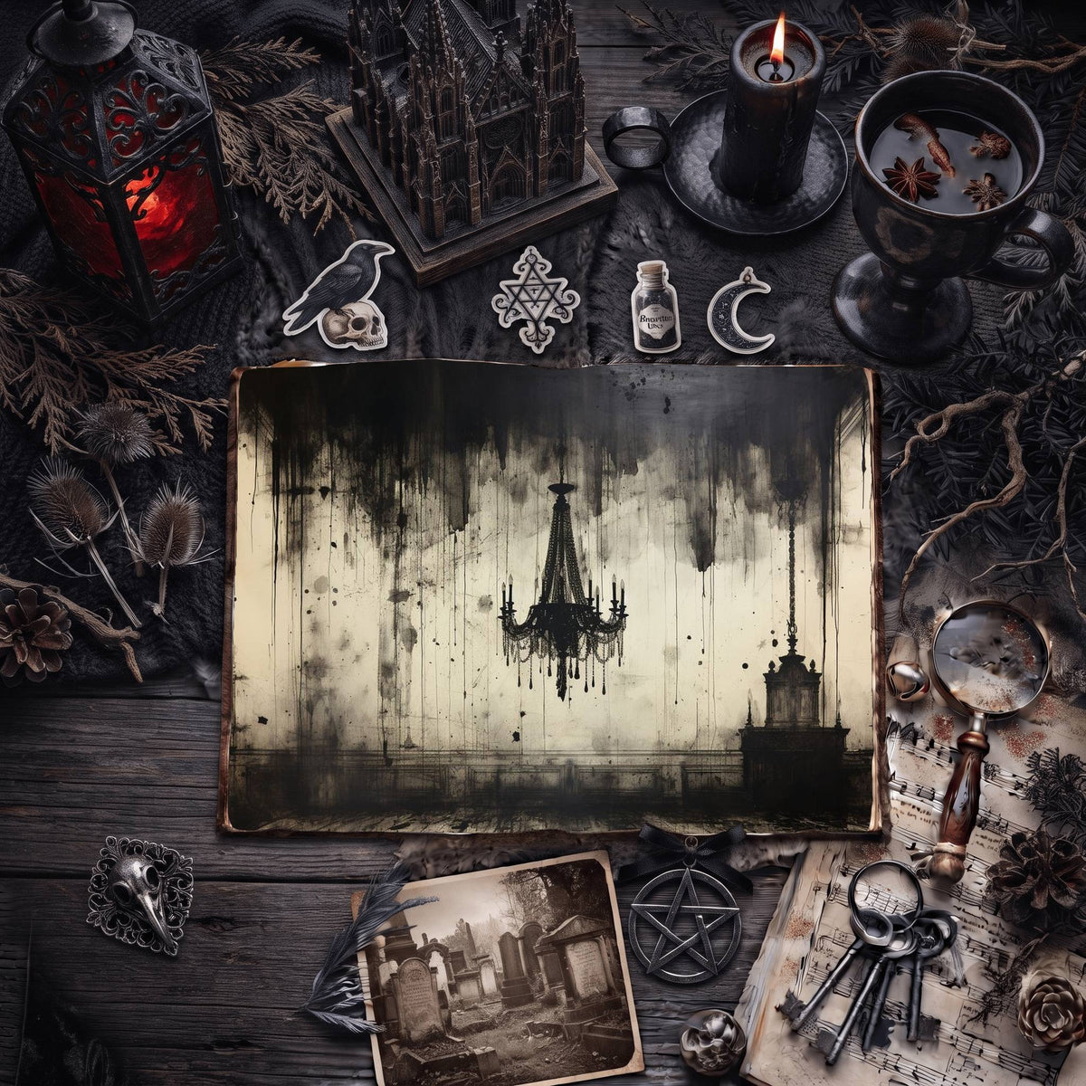 Gothic Chandeliers Digital Papers