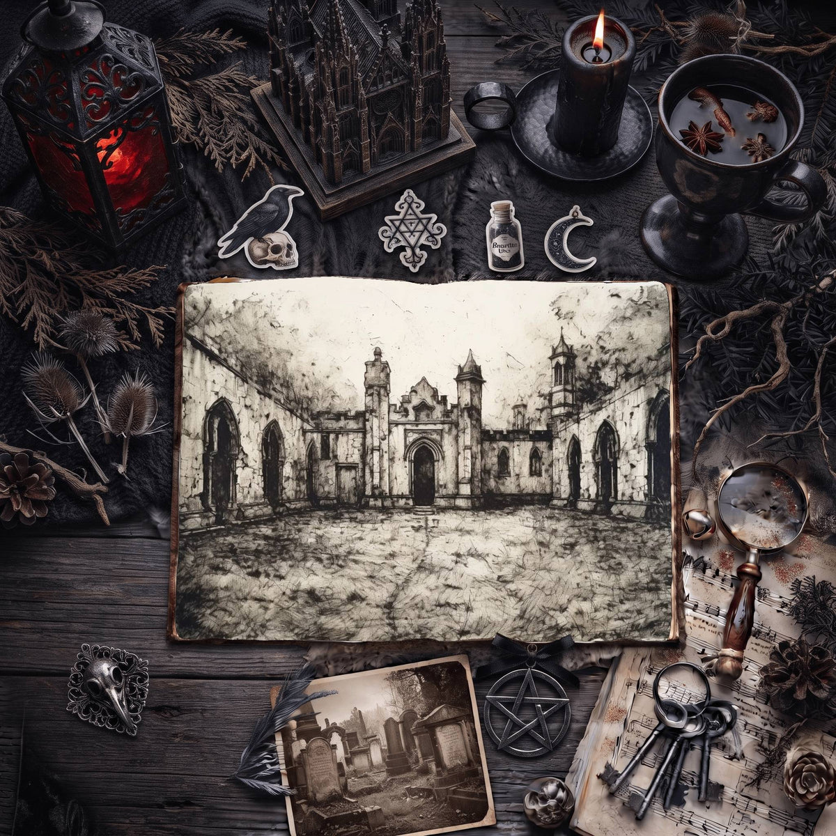 Gothic Courtyard Digital Papers